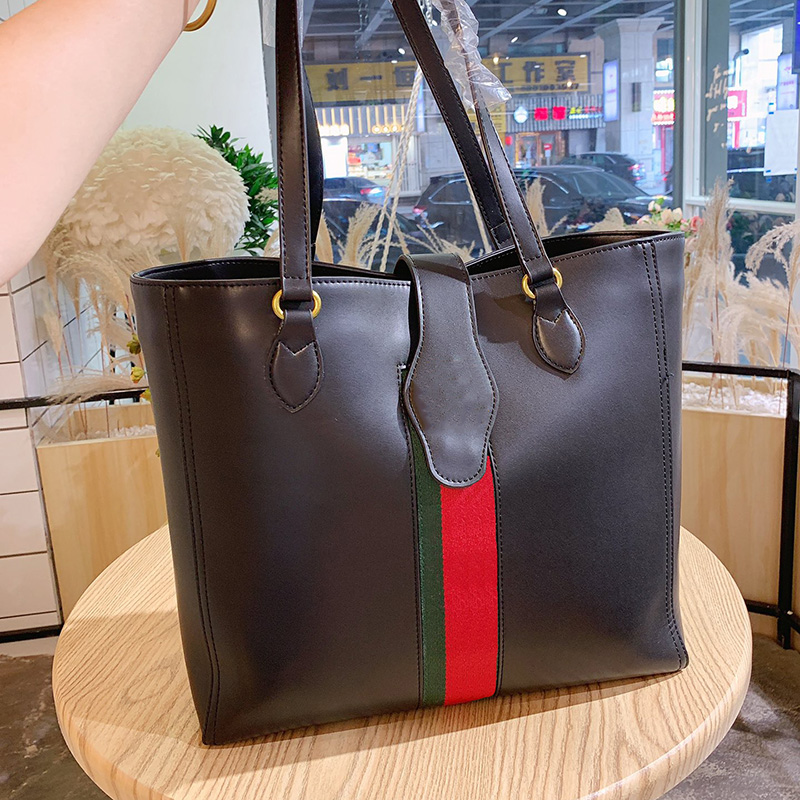 

Designer Women Ophidia Tote Shopping Bag Italy Brand Cowhide Green Red Strap Beach Handbags Woman Genuine Leather Print Shoulder Handbag Luxurys Designers Bags, Black