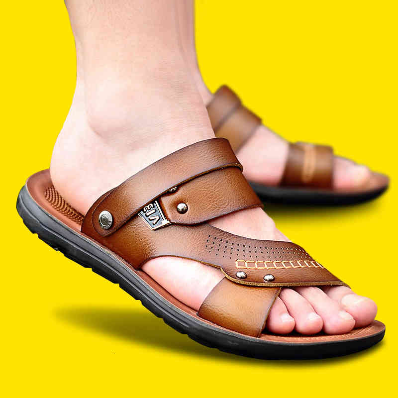 

sandals male inclination will see leisure in the open air anti-slip beach open-toed toe sandals fashion men's slippers soft soles doubl, Black
