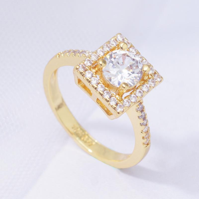 

Wedding Rings 2021 Fashion Jewelry Square Geometric White Zircon Gold Color For Women