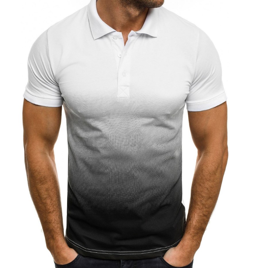 

Men' Fashion T-shirt Sports Lapel Gradient Tees Casual Short-sleeved Tees Breathable Comfortable POLO Shirt Hot Summer 2021, Black