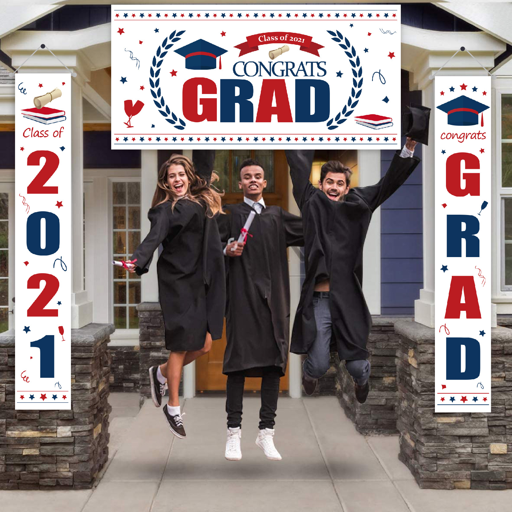 

Graduation Decorations flag 2021 Backdrop Banner Grad Congrats Party Supplies Hanging Flags Yard Decor Signs Booth Props CPA3281