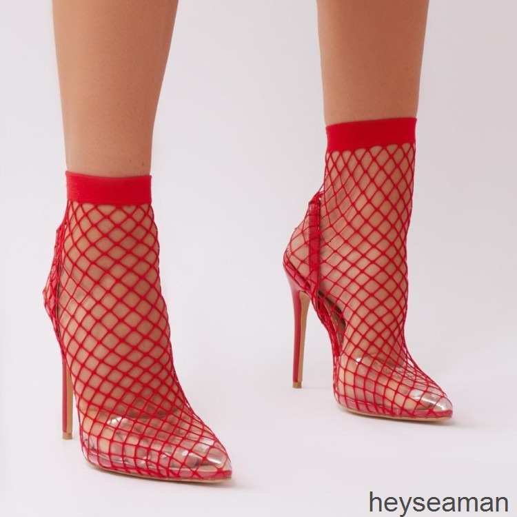 

Sandals Roman Baotou transparent sandals women's sense pointed high heels thin summer mesh shoes HW0Y, 2# shoe box