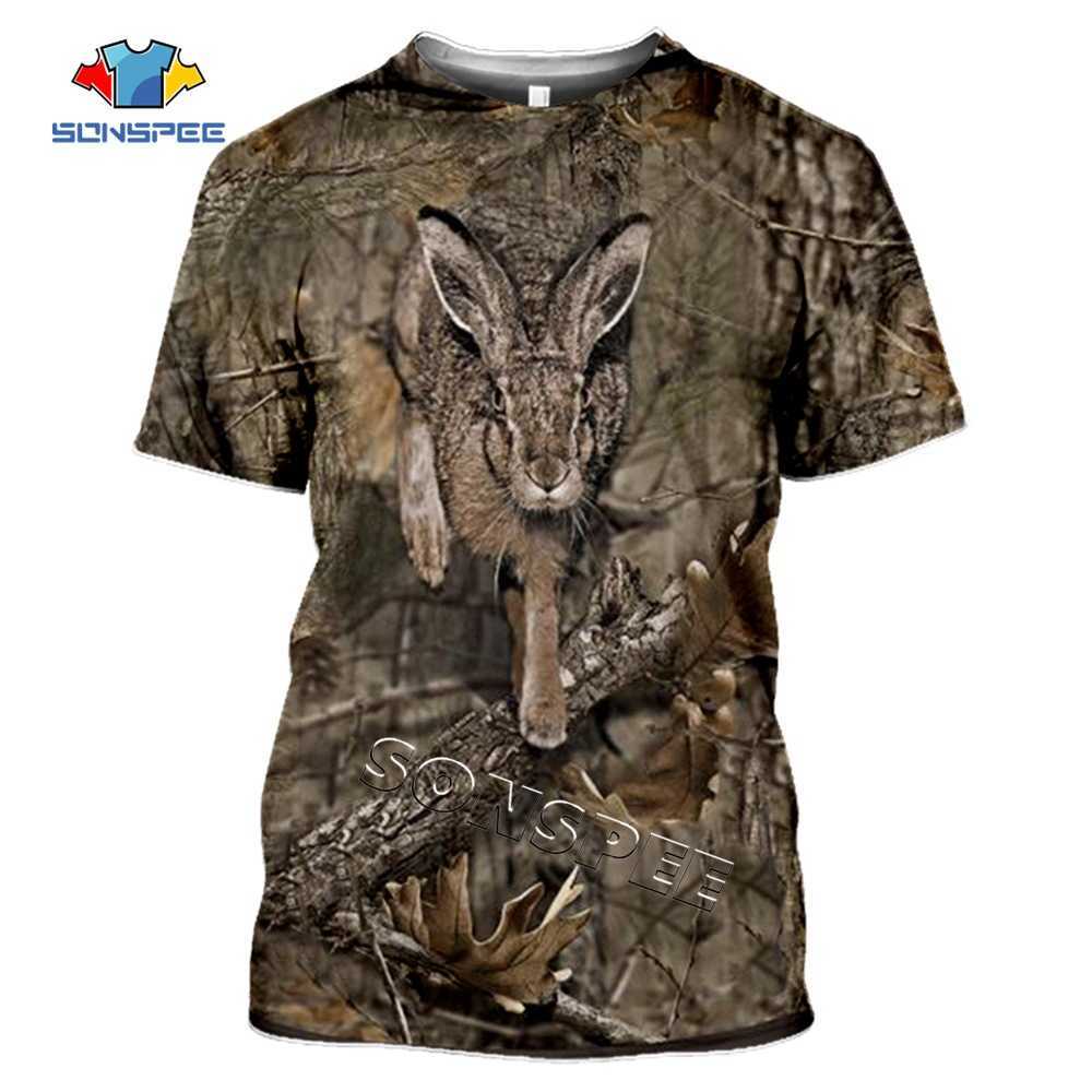 

SONSPEE Summer Casual Men t shirts Camo Hunting Animals Rabbit 3D T-shirt Fashion Streetwear Women Pullover Short sleeve Tee Top 210629, Style 01