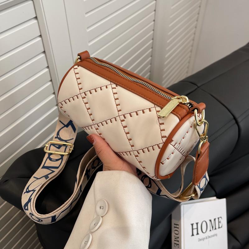 

Evening Bags Barrel Shaped Handbags Small Quilted PU Leather Crossbody Sling Bag For Women 2022 Spring One Shoulder
