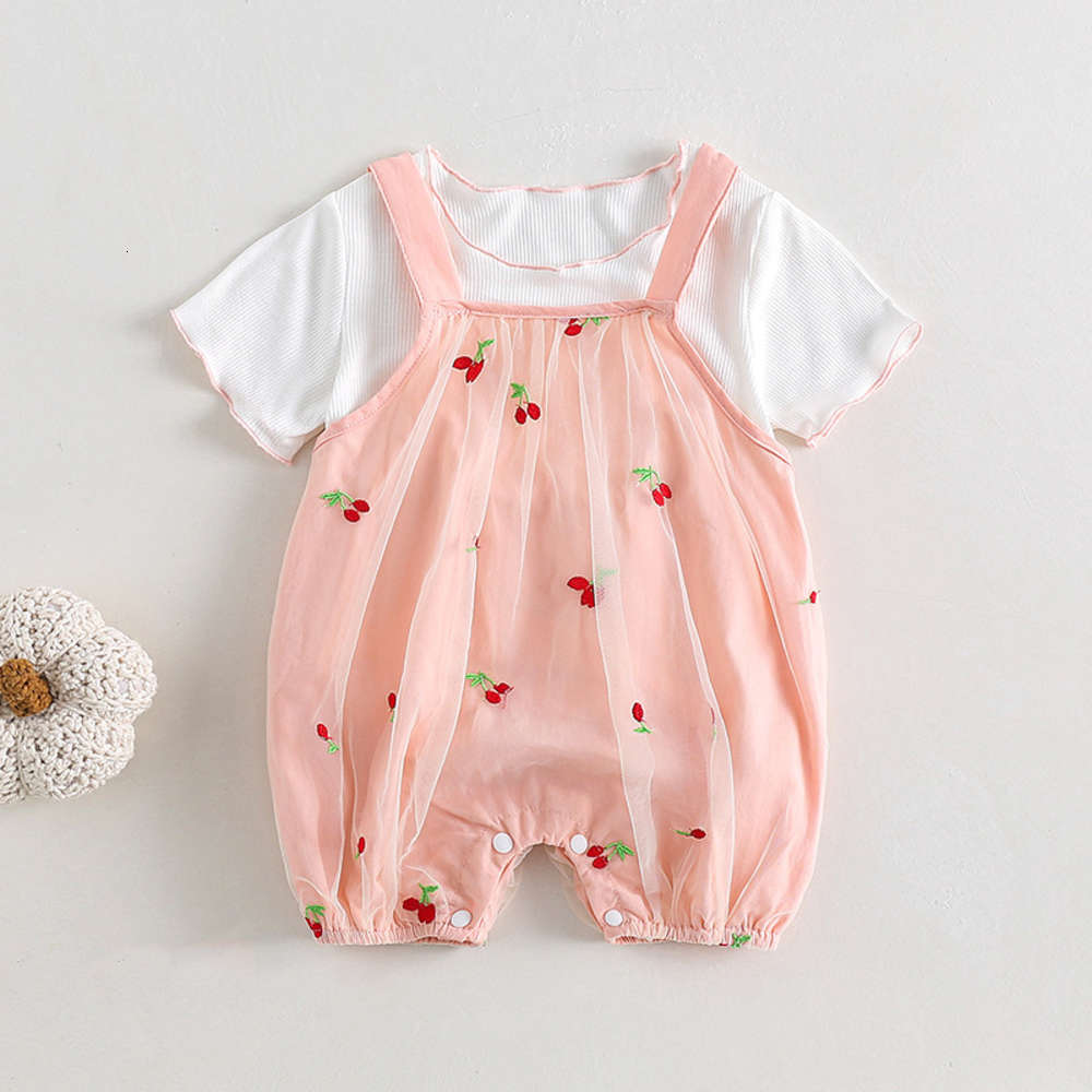 

Baby girl's 2-piece one-piece creeping suit for children, White