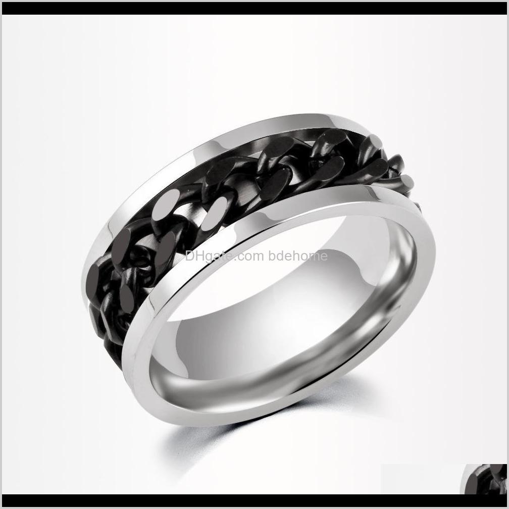 

Stainless Steel Rings Spinner Chain Ring Gold & Black & Silver Stainless Steel Chain Wholesale Mens Jewelry Men'S Rings Pppjg Scuyb
