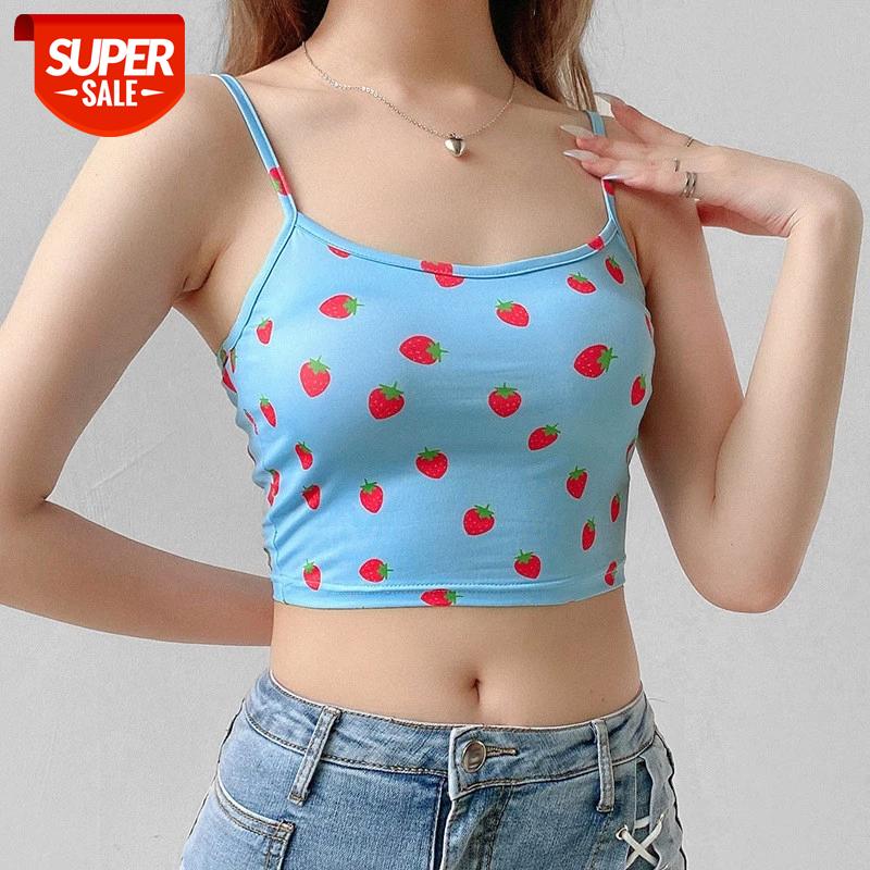 

Strap Strewberry Print Tank Vest Crop Tops Clubwear Bustiers Corsets Bodycon Soft Summer Tsnk Outwear 2020 Sexy Women Sleeveless #ln0l, White