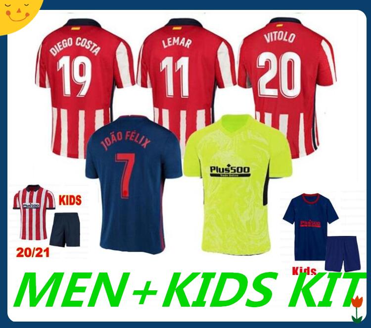 

20-21Suarez Soccer Jersey JOAO FELIX MORATA SAUL FELIPE H.HERRERA KOKE J.M. GIMENEZ 2021 MEN Kids Kit Home Away High-quality Football Shirt, Black;yellow