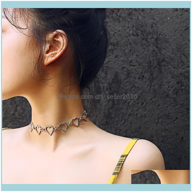 

Necklaces & Pendants Jewelrypinksee Classic Sexy Hollow Heart Link Chain Choker Gothic Necklace For Women Club Party Elegant Neck Jewelry Bi