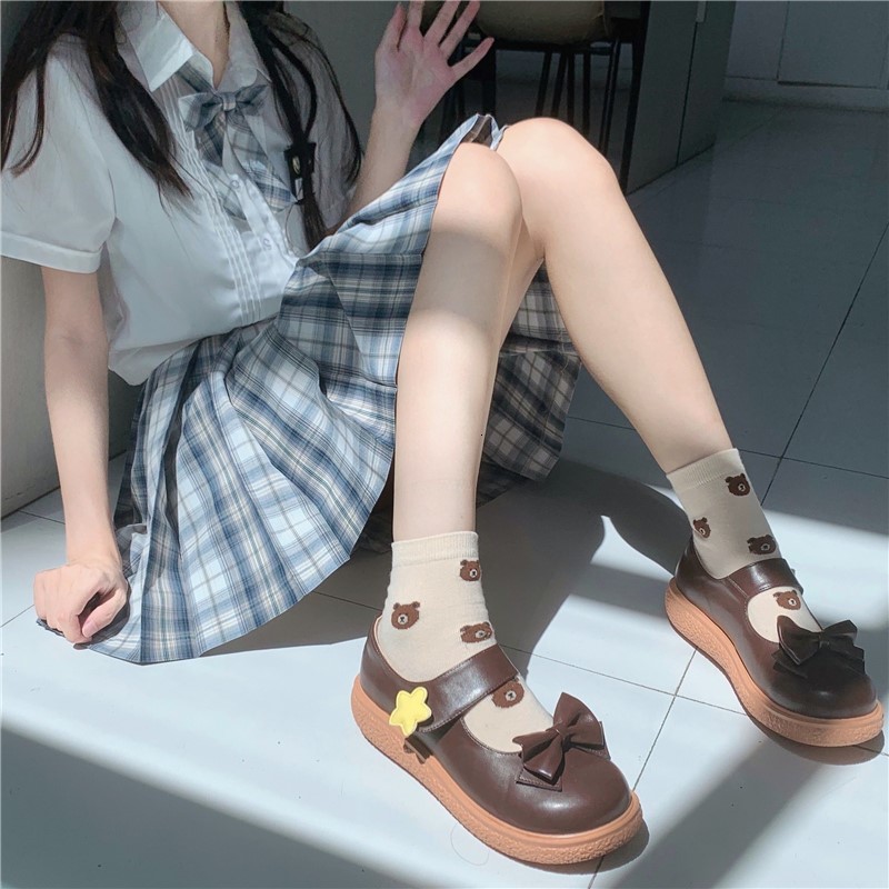 

Simple Round Toe Big 40 41 Lolita Bowknot Japanese Anime Girls Summer Shoes Jk Uniform Platform Fghm