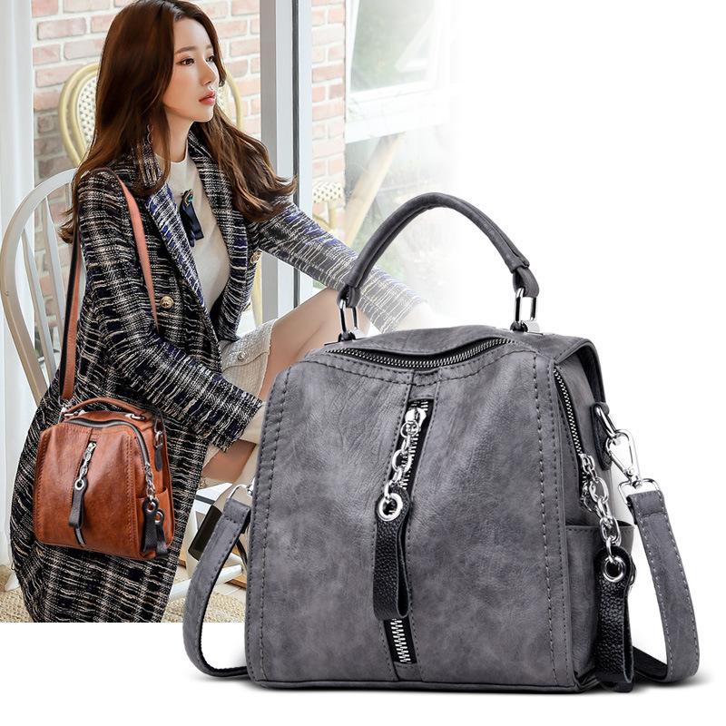 

Backpack Spring 2021 Leather Lady Korean Mini Bag Fashion Multifunctional, Light grey