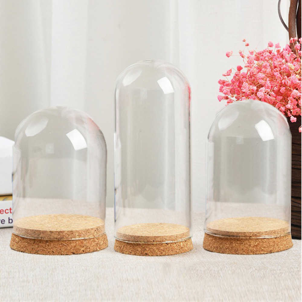 

Glass Bottle Terrarium Jar W/ Cork Base Dome Dust Cover For DIY Specimen Succulent Plant Micro Landscape Flower Vase Display Box X0710