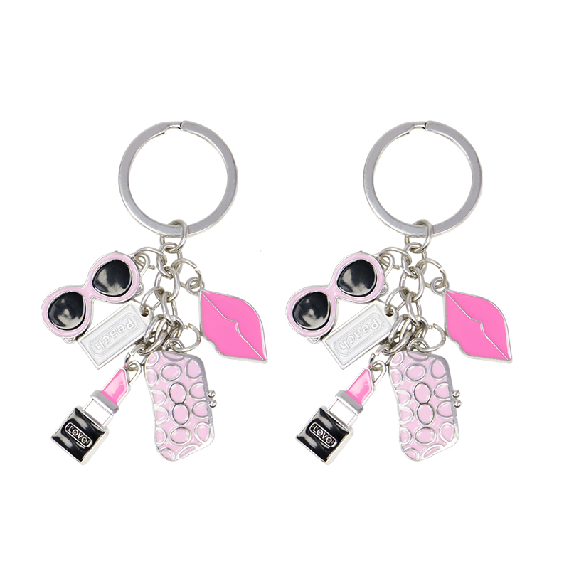 Fashion exquisite keychain glasses wallet lipstick lips accessories ladies women bags key chain pendants creative small gifts-image-714748003