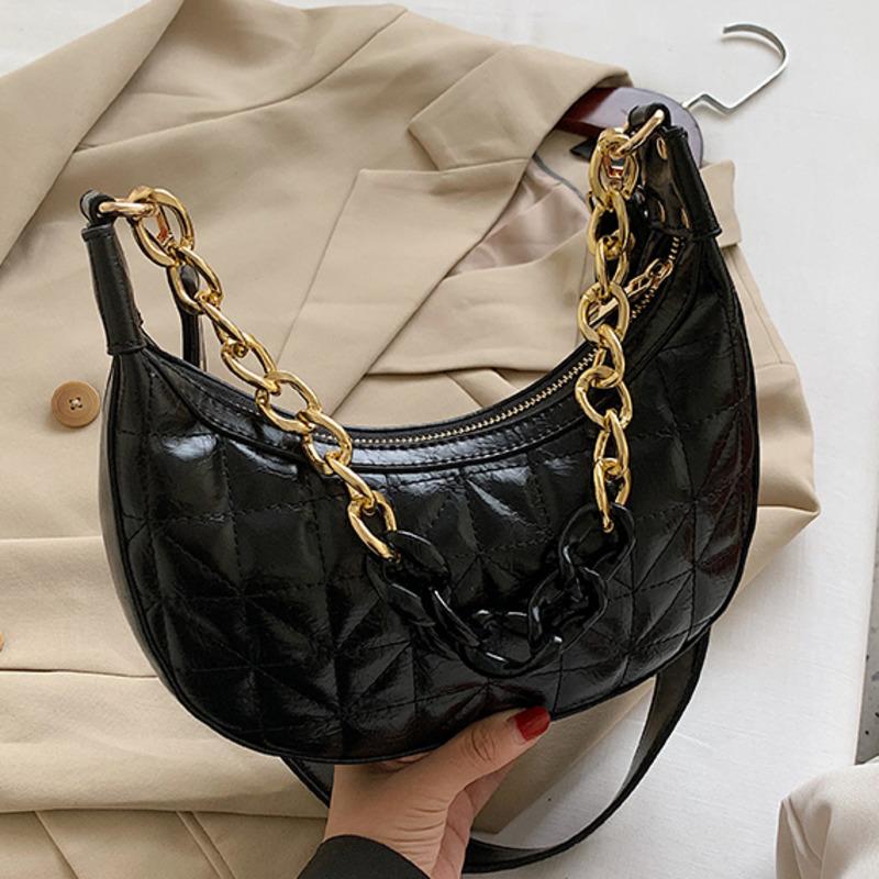 

Luxury Designer 2021Women Bags Fashion Chain Shoulder Bags Crossbody Hand Small Vintage Dumpling Handbags Female New, Black