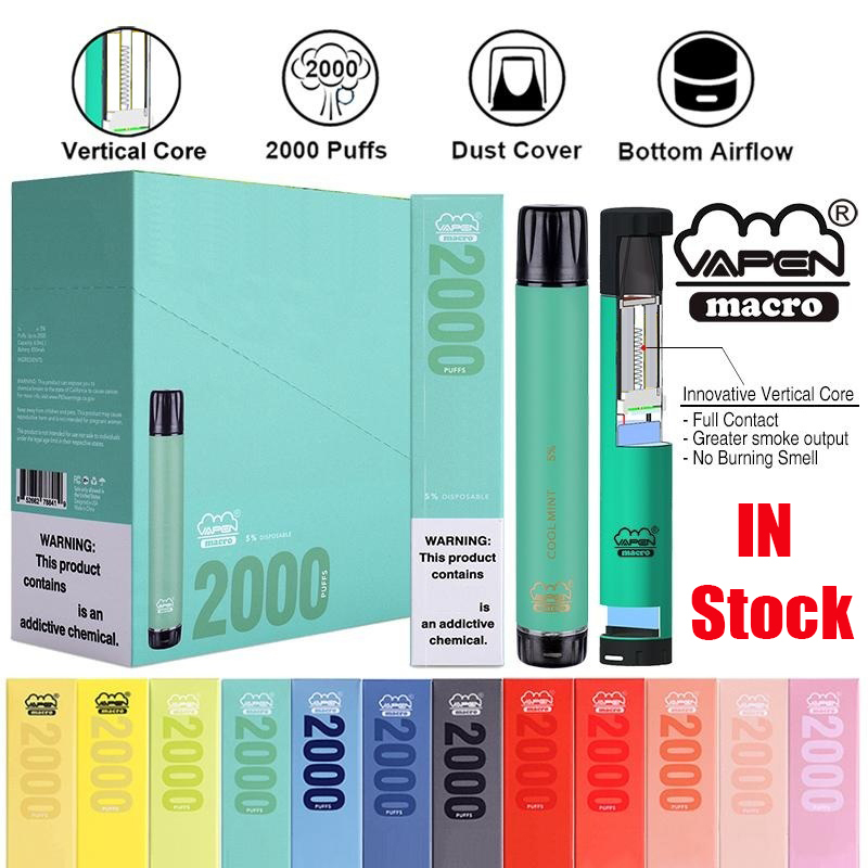 

Authentic Vapen Macro Disposable Pod Device Kit 2000 Puffs 6ml Bottom Airflow Vape Stick Pen Vapor Bar System XXL Shion 100% Genuine