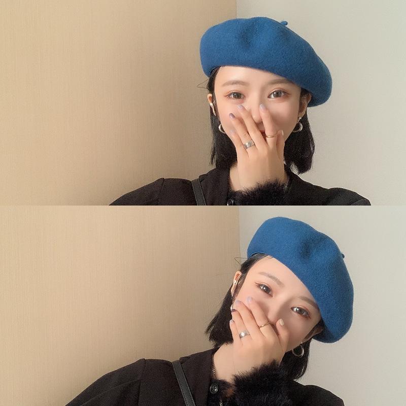 

Berets Berret Female Ying Retro Autumn And Winter Pendant Wool Painter, Lady, Bud Hat, Wild Korean Version Of The Tide INS, Korean plum powder