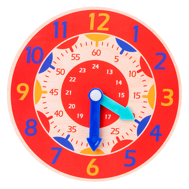 Children Wooden Clock Toys Hour Minute Second Cognition Colorful For Kids Early Preschool Teaching Flip chart Factory Wholesale-image-666426678