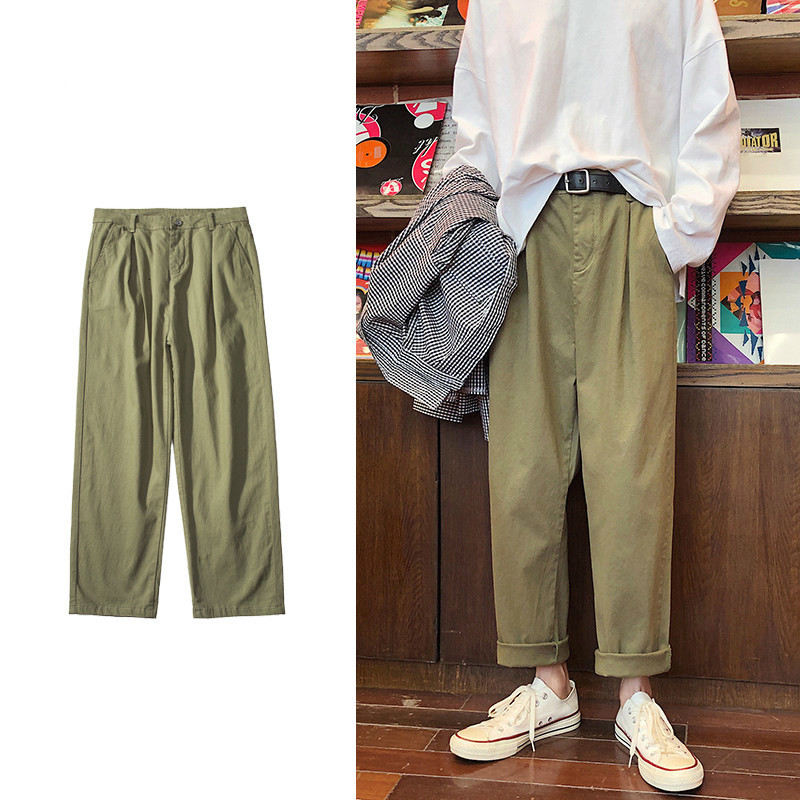 

2021 New Style Men's Leisure High-quality Casual Fashion Trend Trousers Tide Green/kahki Color Loose Haren Pants -3xl Txgc