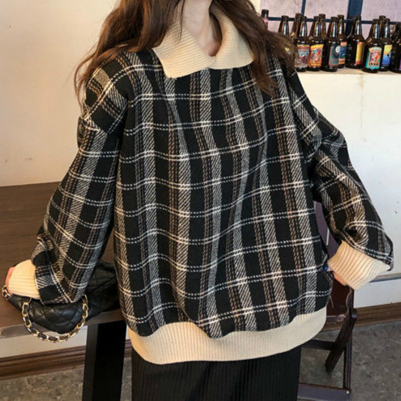 

2021 New Deeptown Coreano Feminino Inverno Xadrez Impresso Camisola De Manga Longa Moda Tops Solto Mais Veludo Quente Hoodies Ww2z, Shenka