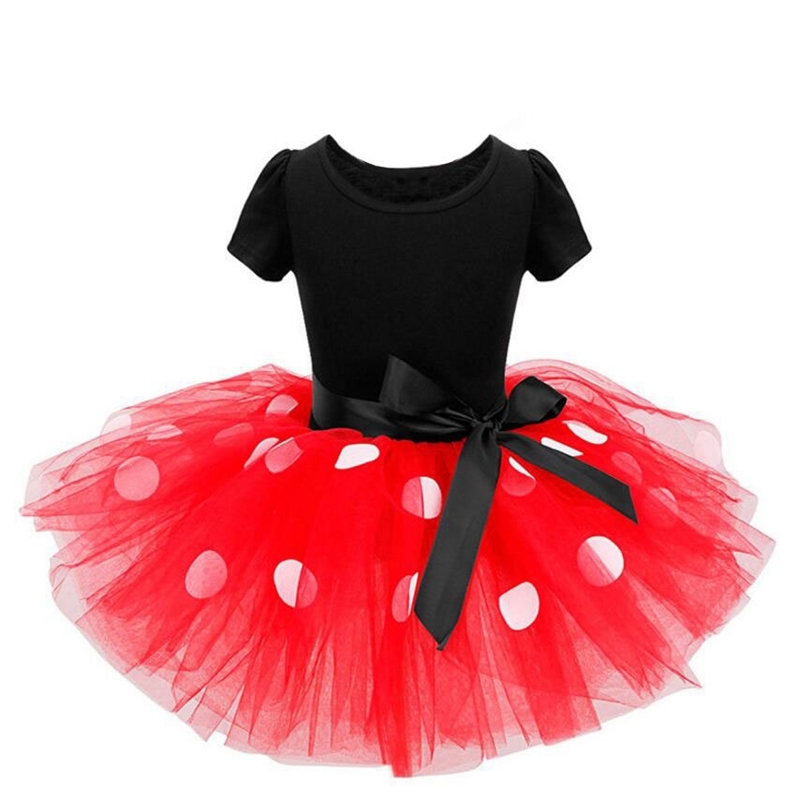 

popular dot mesh pompous girls' short sleeve bow dress children's skirt, White