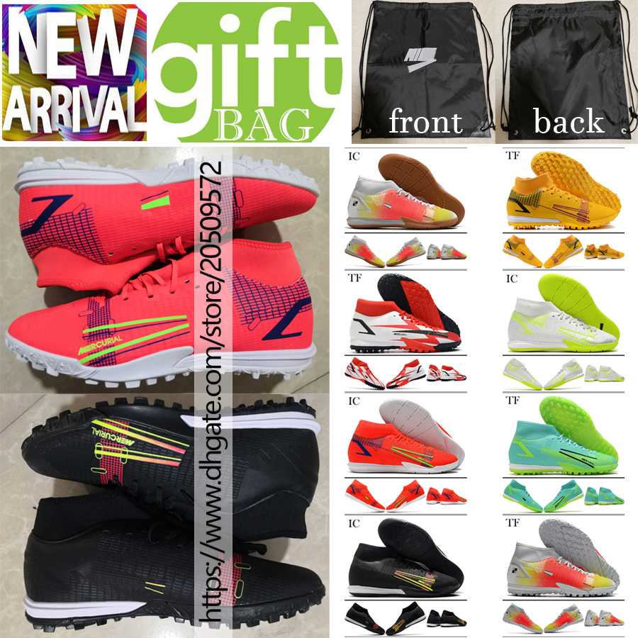 

Top Quality Soccer Boots Mercurial Superfly VIII Academy IC TF Ronaldo CR7 Cleats High Ankle Soft Leather Trainers Indoor Turf Knit ACC Socks Football Shoes EUR39-46, Box