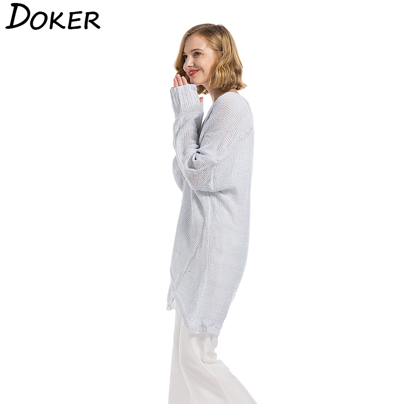 

2021 V-neck Pullovers Women Autumn New Oversized Long Sleeve Sweater Ladies Elegant Fashion Knitted Tops 168c, Gray