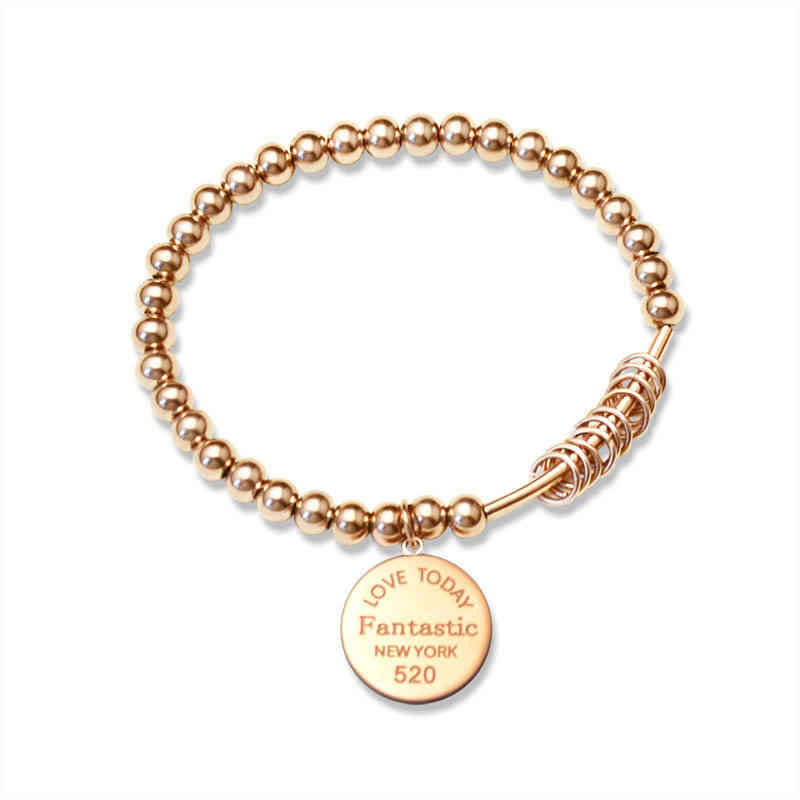custom hypoallergenic stainls steel ball bracelet 18K gold round circle charm beads bracelet for couple link bracelet chain-image-746262100
