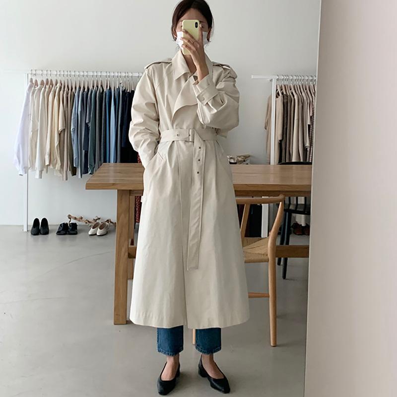 

Women's Trench Coats Autumn Harajuku Women Coat Baggy Long Windbreaker Female Jaquetas Cloak Vintage Sobretudo Feminino Raincoat With Belt, Tan;black