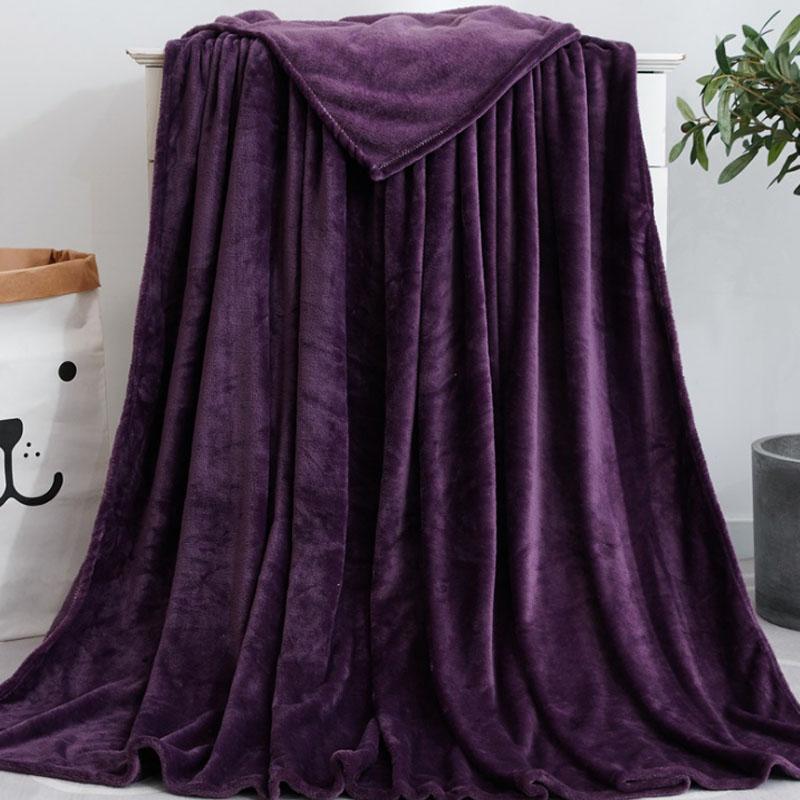 

Dark Purple Coral Fleece Blanket For Bed Stitch Duvet Solid Color Blankets Solid Color Soft Blanket For Sofa Home Bed Cover