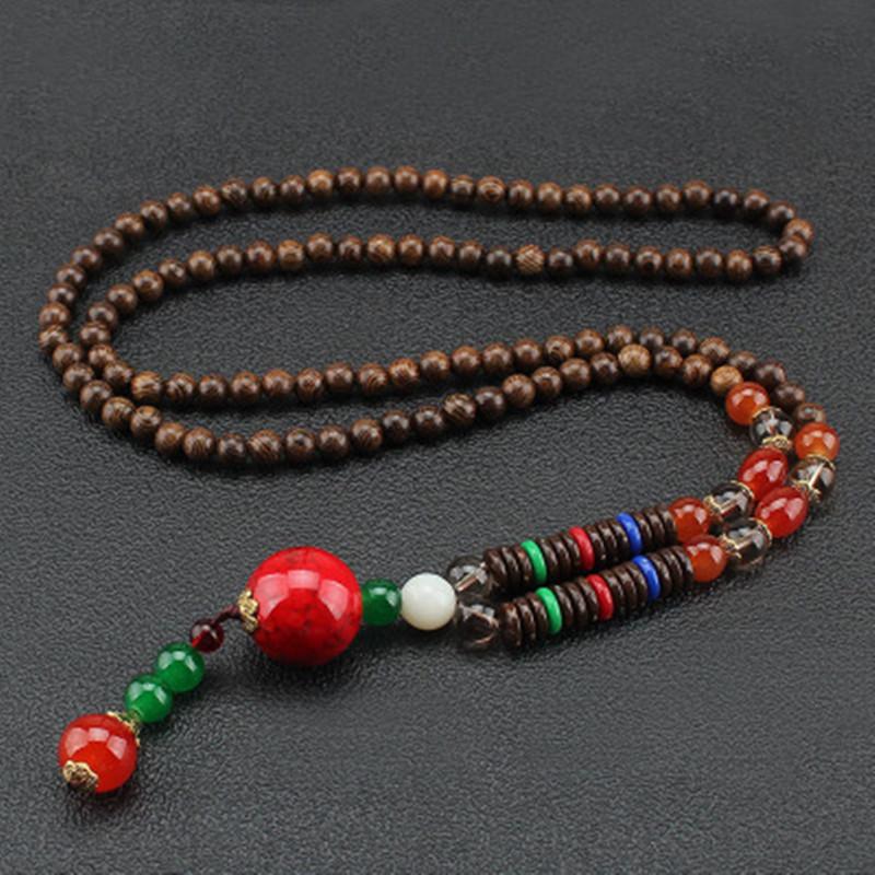 

Pendant Necklaces Vintage Nepal Long Buddhist Mala Wood Beaded & Necklace Ethnic Bohemian Boho Buddha Lucky Jewelry For Women Men