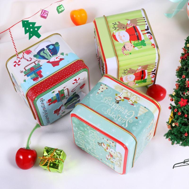 

Gift Wrap 5Pcs Christmas Tinplate Candy Box Square Cookie Boxes Exquisite Jar (Red Snowman+Skiing Snowman+Bl