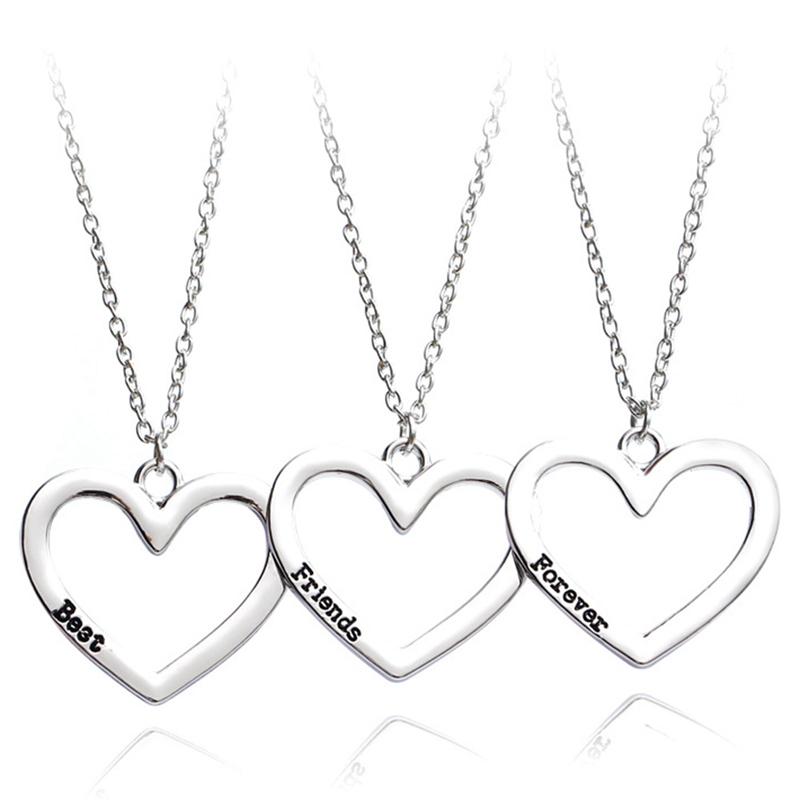 Pendant Necklaces Necklace Heart 3 Pieces Broken Three Friend Forever Women Jewelry Collares Mujer-image-709094022