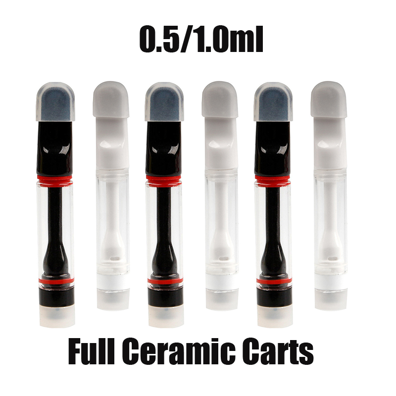 

New Full Ceramic Cartridge 0.5ml 1.0ml Ceramic Mouthpiece No Leaking 510 Thread Vaporizer Vape Tank Empty Carts For Battery Pen