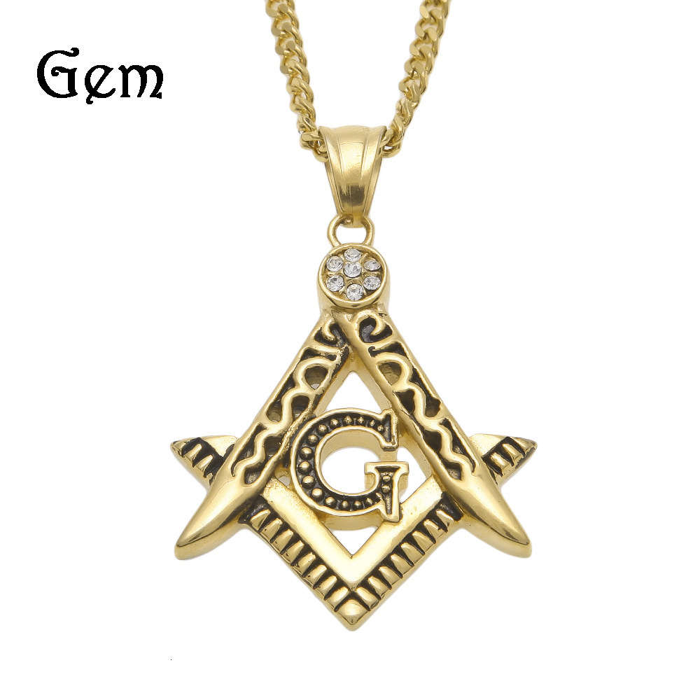 

Stainless Steel Blackening Ag pendant hip hop Masonic badge stainless steel necklace hiphop