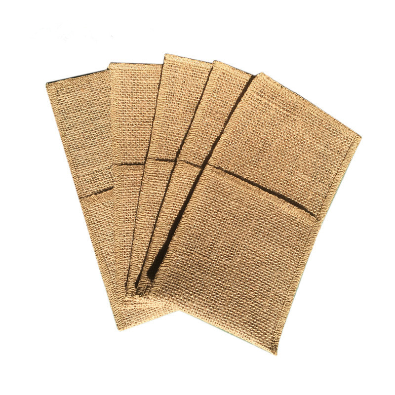 

50pcs Burlap Cutlery Pocket Jute Pouch Rustic Wedding Decor Travel Wedding Decoration Table Centerpieces