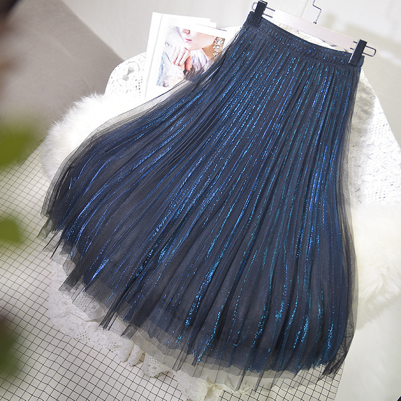

Sherhure 2021 High-end Fashion Long-waisted High Waist Layers Women's Knitted Skirt Faltered Femme Jupe Jvh1, Color 2