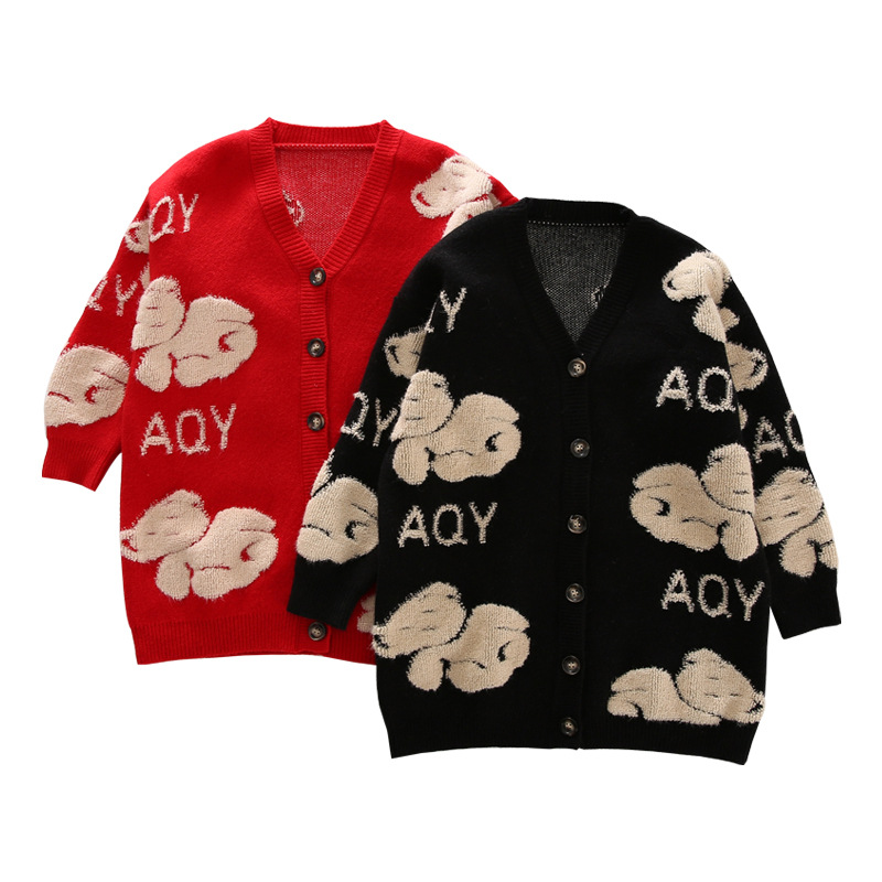 

Girls sweater coat 2021 spring autumn new Chinese big children's clothing foreign girl long section knitting, Blue