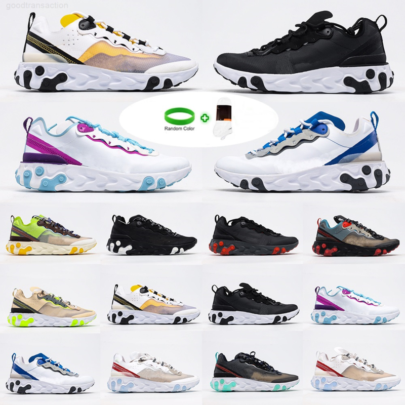 

[Bracelet+Socks]Preferential React element 87 55 Running Shoes Men Women Anthracite Black Red Orbit Trainers Undercover gold blue green, Customize