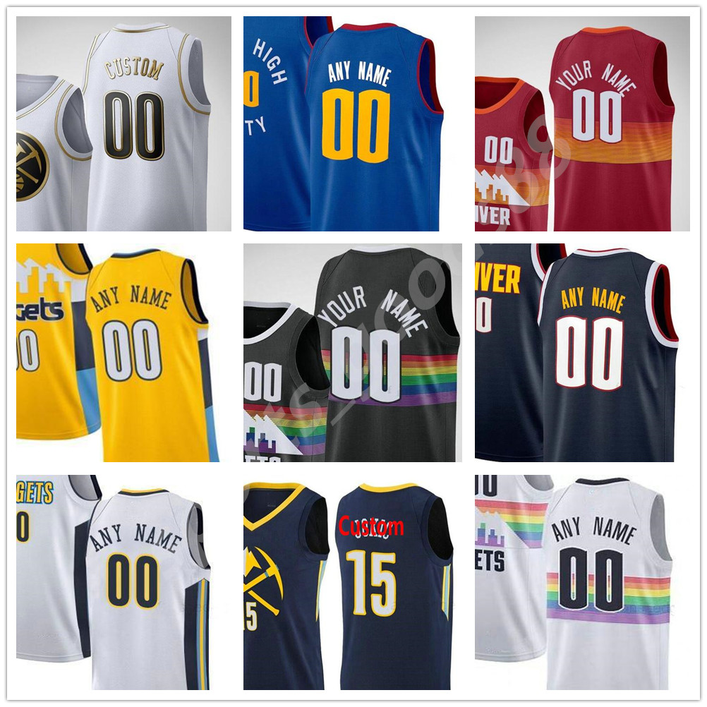 

custom printed 15 jokic jamal 27 murray nikola michael 1 porter jr. facundo 7 campazzo gary 14 harris men woman kids youth basketball jersey, Black