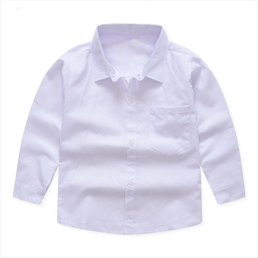 

Low Price Casual Boys Shirts Cotton Girls Blouse Solid Pockets Camisa Infantil For4 13 Years Old White School, White;black