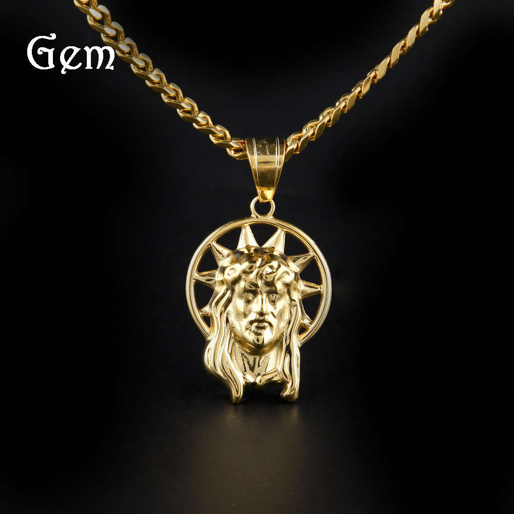 

Hip hop new halo Jesus head pendant hip hop Necklace goods