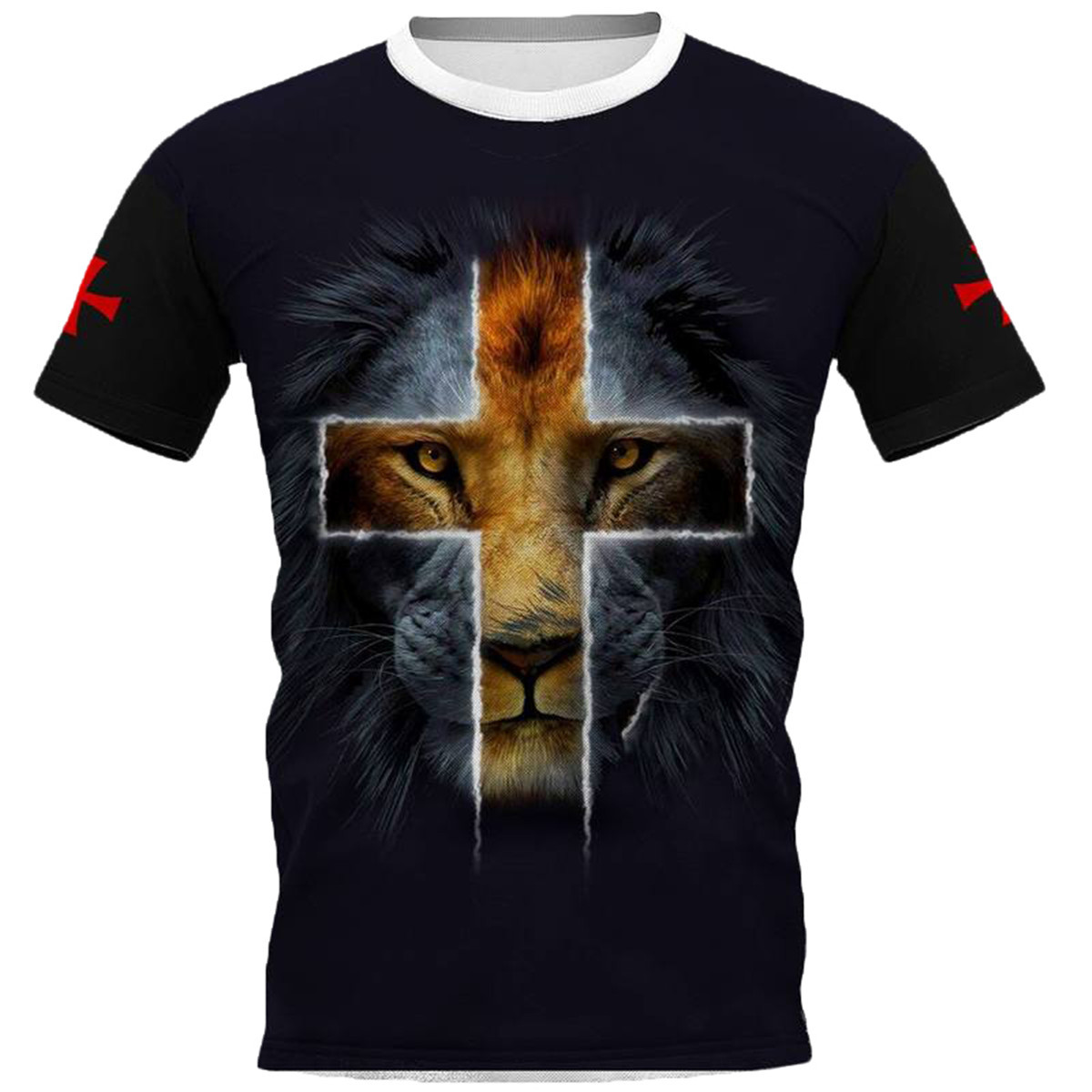 

Lion head pattern Men 3D Print T-shirt Graphic Optical Illusion Short Sleeve Party Tops Streetwear Punk & Gothic Round Neck Summer, White;black