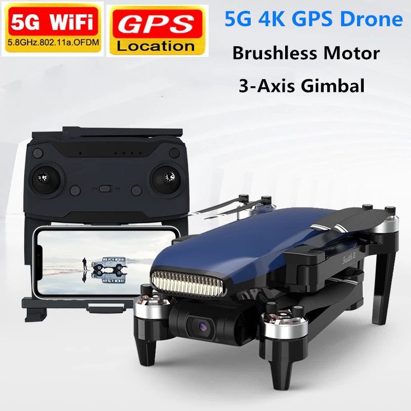 

4K Dual Camera 5G GPS Optical Flow Position Wifi FPV RC Drone Professional 3-Axis Gimbal 5KM Brushless Aircrafts GPS Drone Toys, Black 1battery