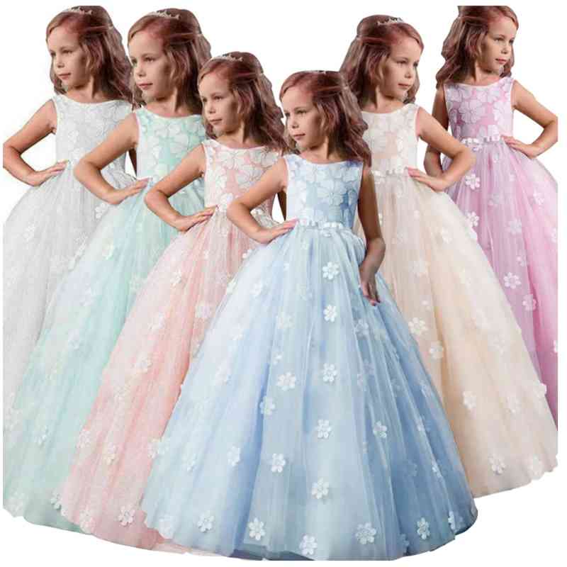 

Fancy Girl Flower Petals Dress Children Bridesmaid Outfits Elegant Kids Dresses for Girls Party Prom Gown Princess Costume 6 14Y 210303, Purple 3 dress