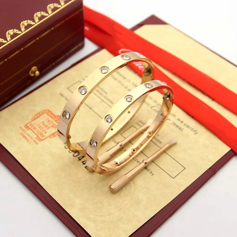 

Fashion Lady Silver Ladies Rose Gold Bangle Screw Men Screwdriver Ten Diamond Bracelet Luxury Designer Jewelry Womens Mens Bracelets And Original Box, Black
