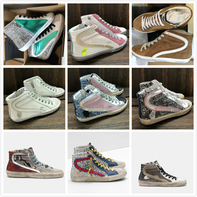 

Italy Deluxe Brand Slide Star High Shoe Golden Women Sneakers Classic White Do-old Dirty Goose Designer Man Casual Shoes, Stars 12