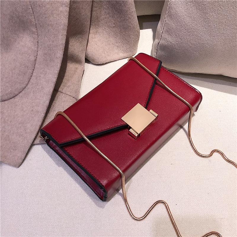 

Elegant Female Flap Square bag 2021 Fashion New Quality PU Leather Women's Designer Handbag Lock Chain Shoulder Messenger Bags, Black