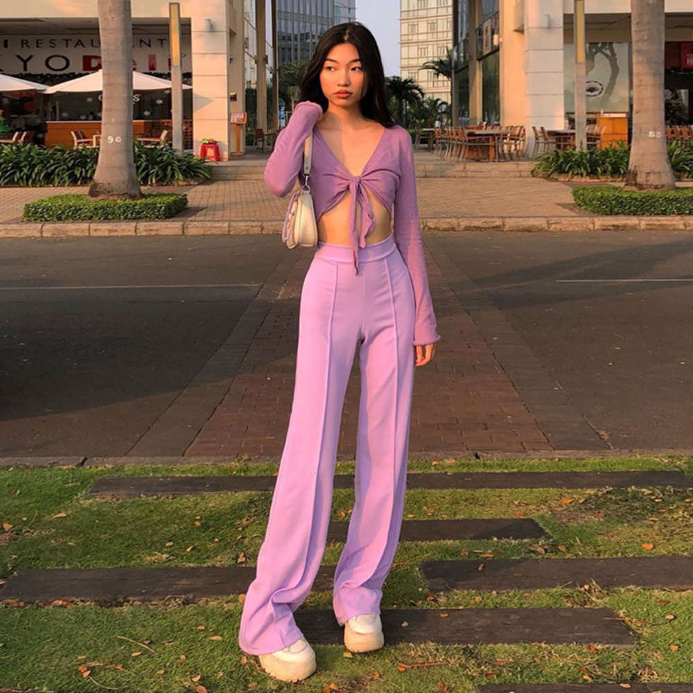 Jumpsuits & Women&#039;s Rompers summer street shooting versatile high waist thin casual pants-image-711093970