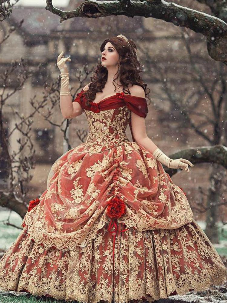 

Costume Medival Renaissance Dress Dresses Women Vintage Ball Gown Female Clothing Elegant Victorian Casual, Red