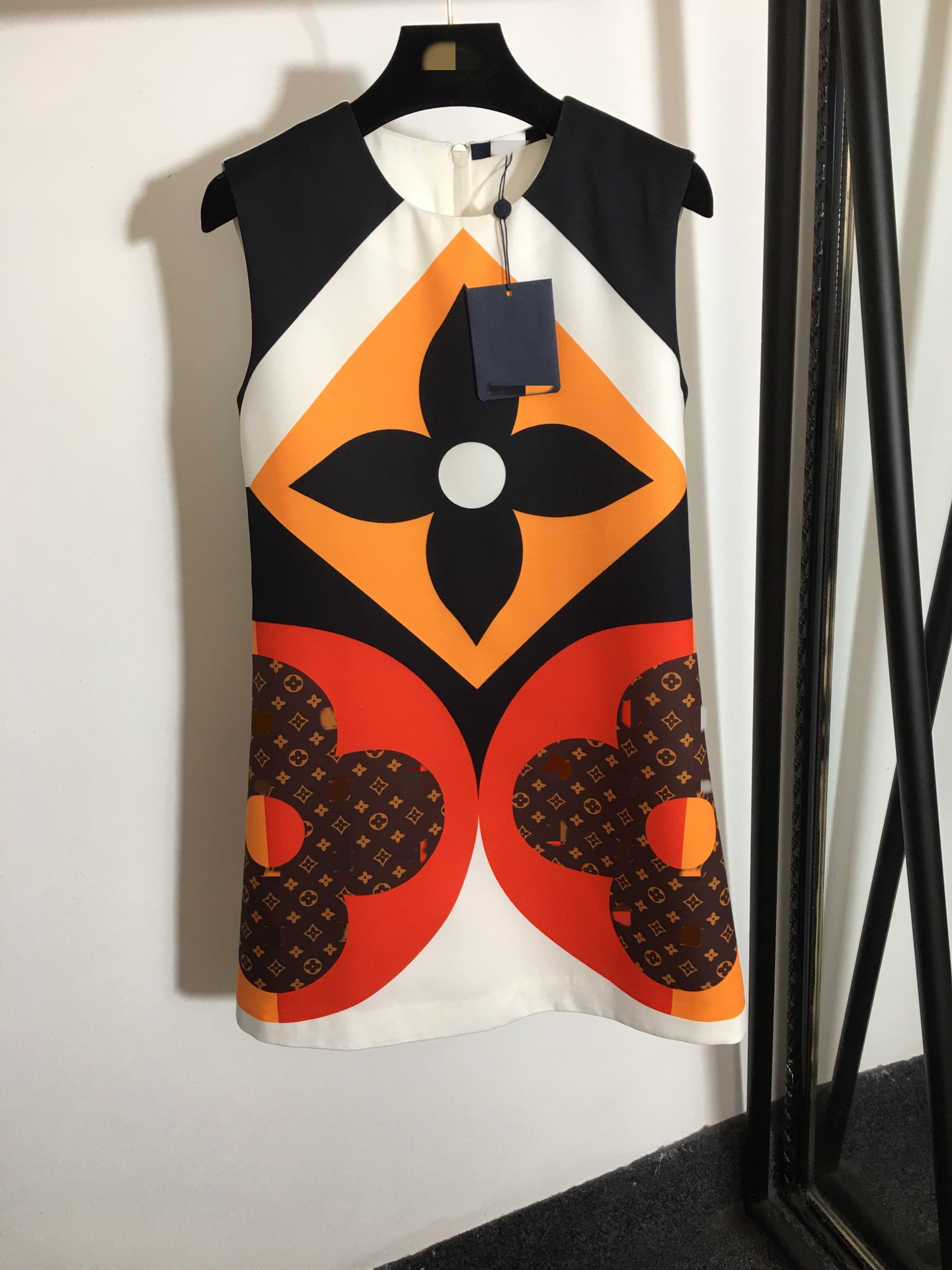 

Milan Runway dress 2021 New Spring Summer O Neck Women's Designer Dress Brand Same Style Dress 0301-34, Black